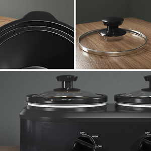 Nồi nấu chậm điện hai ngăn với chức năng giữ ấm thức ăn có thể điều chỉnh nhiệt độ và lòng nồi gốm có thể tháo rời, an toàn với máy rửa chén, dùng được cho súp - Product Image 5