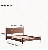 Lit en bois massif d'Amérique du Nord, nouveau lit en noyer noir chinois, style moderne minimaliste, lit double pour chambre principale, personnalisable
