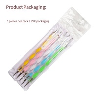 SunelPort Herramientas para Decoración de Uñas, Juego de 5 Bolígrafos de Doble Punta para Acrílico, Varillas Espirales de Plástico, Ganchos Metálicos, Pintura de Flores a Color