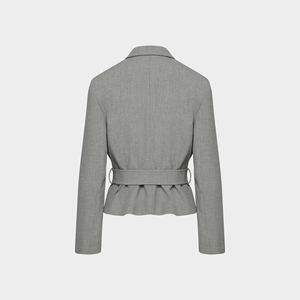 Trajes y Blazers Cortos Grises con Cinturón para Mujer, Silueta Entallada con Definición en la Cintura - Product Image 2