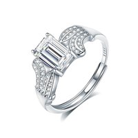 Bague Cactus pour Femme Mlluki en Argent Sterling 925 avec Moissanite 1 Carat 5x7 en forme de cube de sucre