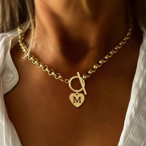Nuevo Collar Chapado en Oro <span class=keywords><strong>de</strong></span> 18K con Forma <span class=keywords><strong>de</strong></span> <span class=keywords><strong>Corazón</strong></span> 2026, <span class=keywords><strong>de</strong></span> <span class=keywords><strong>Acero</strong></span> Inoxidable con Cuentas Gruesas <span class=keywords><strong>de</strong></span> Letras y Dijes, Gargantilla <span class=keywords><strong>de</strong></span> Moda para Mujer - Product Image 1