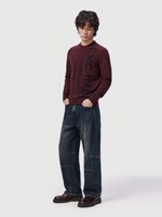 Pull col rond vert olive foncé pour homme, tricot uni, mélange de laine, pull basique