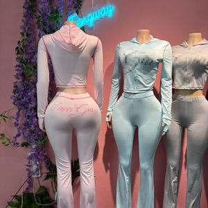 Комплект женской домашней одежды для отдыха с принтом-надписью: худи с длинным рукавом и брюки (2 предмета), весна 2026, горячая распродажа, женский спортивный костюм - Product Image 2