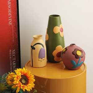 Nórdico creativo decoración del hogar Morandi color contrastante pintado combinación de Cerámica Arte jarrón para sala de estar y alojamiento familiar - Product Image 4