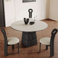 Base de château noir moderne petite table à plateforme ronde Table à manger nordique minimaliste en bois massif circulaire pour la maison