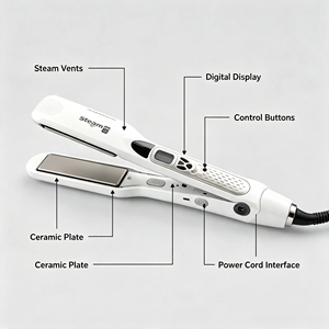 Steampplus+ Lisseur Vapeur Professionnel 1000W avec Plaques en Céramique, Fer Plat Électrique Portable, Autres Affichages, Usage Domestique - Product Image 6