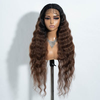 Perruques synthétiques Lace Front en gros, extra résistantes à la chaleur, haute température, pour style ondulé naturel blond ombré, cheveux en fibre naturelle