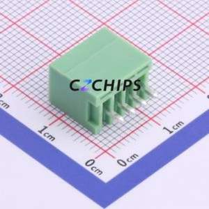 XY2500V-T-2.5-4P Plug-in Terminal Block Through hole,P=2.5mm Connector Board-to-Board / Socket - Closed 1x4P 2.5mm Green - Product Image 2