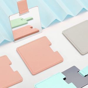 Stainless Steel Compact Cosmetic Mirrorr With Pu Leather Sleeve Travel Handheld Pocket Portable Makeup <b>Mirror</b> - Product Image 4