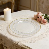 Assiettes en plastique jetables transparentes fantaisie avec bord doré 7 pouces/9 pouces/10 pouces Wuxitopteam pour mariage, fête, restauration, banquet, restaurant, événement