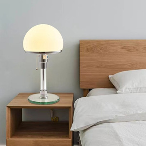 Lampe de chevet LED au design nordique danois, écologique, avec dôme en verre antique, style Bauhaus moderne, alimentation électrique DC pour chambre à coucher - Product Image 2