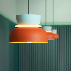 <span class=keywords><strong>Lampadario</strong></span> a Sospensione LED Moderno in Acrilico Stile Macaron <span class=keywords><strong>Arancione</strong></span> e Bianco per Soggiorno/Studio/Camera da Letto Sala da Pranzo Illuminazione Decorativa - Product Image 1