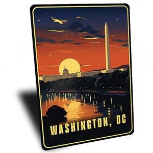 Washington DC Sign Gift Decor For Washington Metal Signs 8x12inch