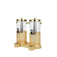 Distributeur de jus de luxe 8L doré, nouveau design, distributeur de boissons rond en verre pour fêtes, traiteur, hôtels, mariages, lait, café, bière, boissons