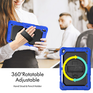 Rotation à 360 ° pour <span class=keywords><strong>iPad</strong></span> <span class=keywords><strong>9</strong></span>.7/<span class=keywords><strong>Pro</strong></span> <span class=keywords><strong>9</strong></span>.7/10.2 <span class=keywords><strong>pouces</strong></span> housses étuis Air 2/5th/6th/7th/8th/9th sangle de conception antichoc pour épaule/main - Product Image 4