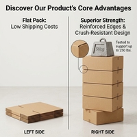 Boîte d'expédition en carton ondulé robuste et réutilisable avec logo personnalisé - Carton de déménagement brun écologique RSC pour la logistique e-commerce et le branding