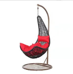 Nice Design Outdoor Furniture Metal Frame Rattan Swing Chair Hanging leaf shape Egg Chair