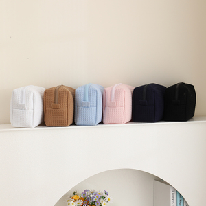 Bolsa de Cosméticos Personalizada en Color Pastel, Estilo Waffle, Ecológica, Portátil, <span class=keywords><strong>para</strong></span> Viaje - Product Image 5