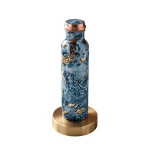 กระติกน้ำสุญญากาศลายหินอ่อนสีน้ำเงินทันสมัย แบบสองชั้น ขนาด 17 ซม. พกพาสะดวกสำหรับเดินป่าและกิจกรรมกลางแจ้ง - Product Image 1