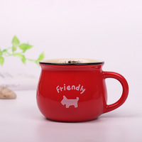 Bol rétro créatif en céramique émaillée avec poignée, tasse à café ou à lait avec logo personnalisable