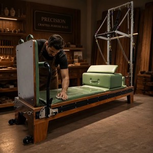 Machine de Reformer à Piste Complète en Bois de Noyer avec Ressorts Testés, Couleur Cuir Personnalisable, Logo Gratuit, Modèle Commercial OBG-0727 - Product Image 6