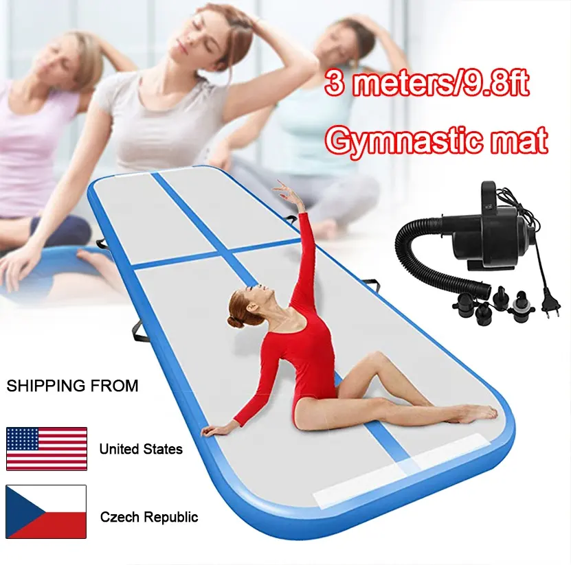 Shipping free Factory Price inflatable air track 3m inflatable air tumble track gymnastics for sale US warehouse delivery