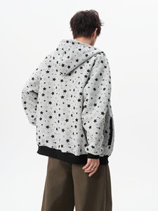 Sudadera con capucha de alta calidad para hombre, estilo urbano, personalizada, de diseñador, a la moda, oversize, informal, con estampado de estrellas, con cremallera, corta - Product Image 3