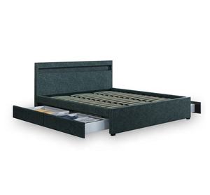 New King Size 4 <strong>Drawer</strong> Storage <strong>Bed</strong> Frame Grey Fabric <strong>Bed</strong> <strong>Base</strong> <strong>with</strong> Led Headboard - Product Image 2