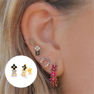 Pendientes de Plata de Ley S925 ROXI con Circonita Bicolor y Flor de Cristal de Doble Pétalo - Product Image 5