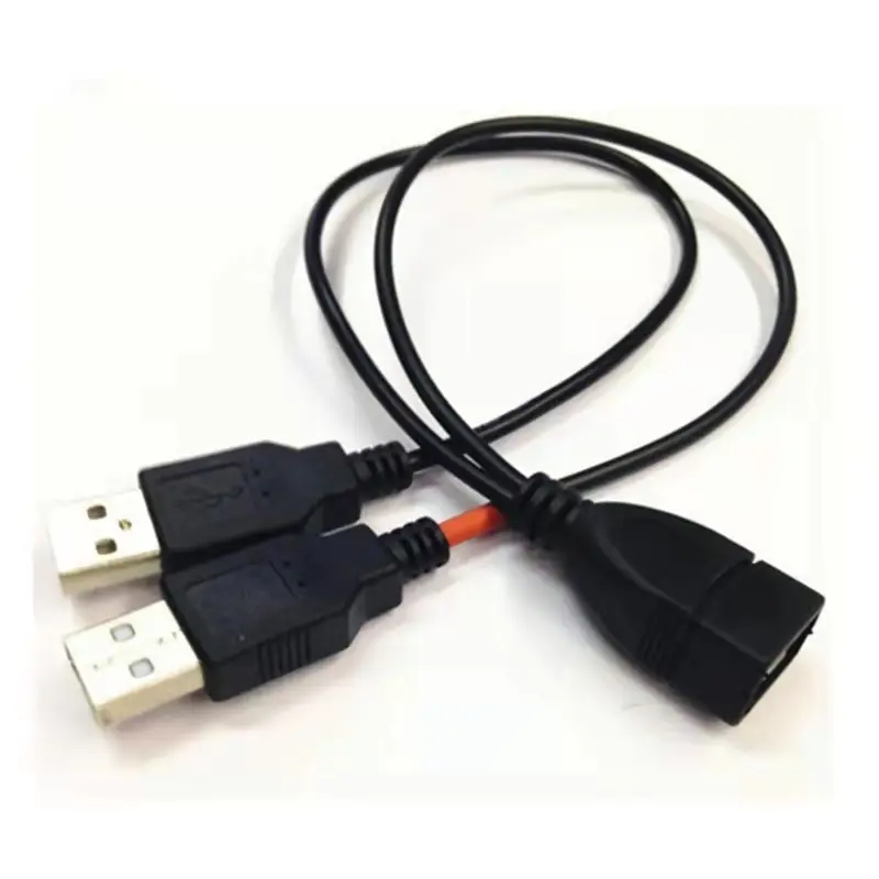 Cable Usb Male Y Splitter USB Cable USB 2.0 Dual Male To Female Power Charger Cord