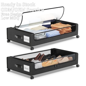 Paquete de 2 Cajas de Almacenamiento Metálicas con <span class=keywords><strong>Ruedas</strong></span> para Debajo de la <span class=keywords><strong>Cama</strong></span>, para Ropa, Zapatos y Mantas - Product Image 1