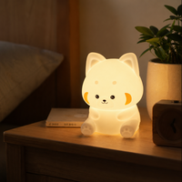 Lampe Panda Rouge en Silicone avec Diffusion Lumineuse Douce, Modes de Couleurs, Utilisation Sans Fil et Base Stable pour Dortoir, Étagère, Voyage et Boutiques de Souvenirs