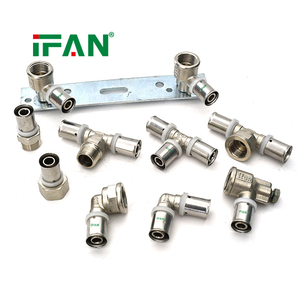 IFAN Raccord en T mâle forgé CW617n, couleur argenté jaune blanc, haute qualité, en cuivre, pour PEX <span class=keywords><strong>multicouche</strong></span> et PERT, raccord à sertir pour la <span class=keywords><strong>plomberie</strong></span> - Product Image 2