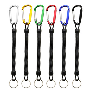 Fishing Carabiner Spring Rope With Key Ring Anti Drop Rope For Lure Fishing Freshwater Fish Durable Metal Hook Accessory - Product Image 1