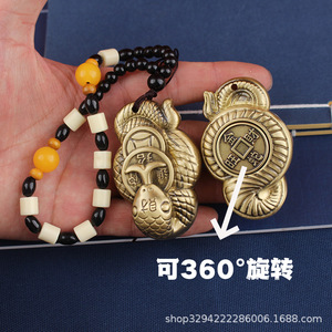 Maniglie, pendenti, ganci in ottone Dingtong Senshe, artigianato <span class=keywords><strong>serpente</strong></span> dorato della prosperità, corda non verniciata, all'ingrosso, ornamento - Product Image 2