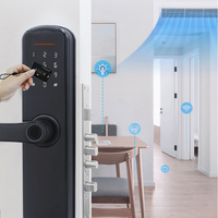 Cerraduras de mortaja inteligentes electrónicas biométricas Lector de tarjetas de identificación de seguridad multipunto para el hogar Apartamento Compatible Madera Aluminio WiFi