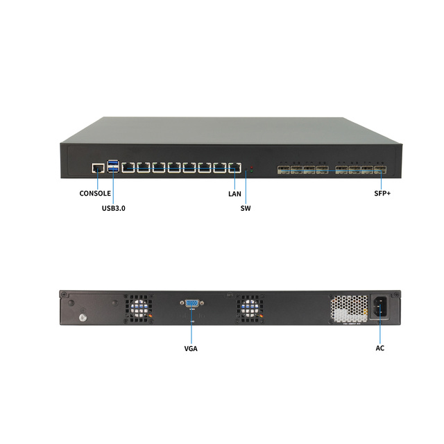 Enterprise-Grade 1U Firewall Server with Xeon E3-1280-V5 8xLANs 4x10G SFP+ 4x10G SFP Dual Storage 8/9th Gen 1U Firewall Router