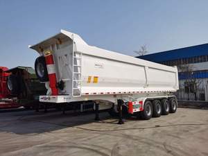 Semi-remorque benne basculante robuste en acier jaune 6x4 Diesel 12R22.5 pour transport d'engins - Product Image 3
