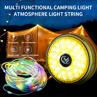 Lanterne de camping LED avec guirlande lumineuse en fil de cuivre de 10 m, diffuseur en forme de diamant, lumière ambrée chaude et colorée, USB, lumière de glamping en plein air