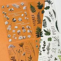 Feuilles d'autocollants en vinyle imperméables, autocollants personnalisés prédécoupés à motif végétal et dessin animé pour la décoration de journaux, vente en gros