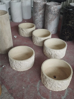 Bassin de pédicure moderne en marbre beige, lavabo pour spa des pieds, finition surface polie pour salle de bain, idéal pour le lavage des pieds