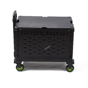 Plastic Portable Folding Shopping Trolley Bag With 4 Wheels 360 Degrees Storage Box Carton Packing Shopping Cart Tianyu 500 Pcs