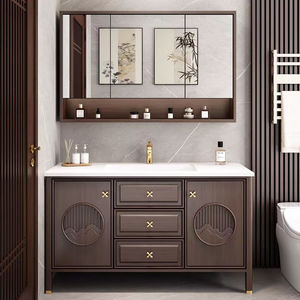 New Chinese style painted ceramic integrated basin bathroom cabinet floor-standing toilet side cabinet - Product Image 3