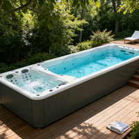 Spa de nage rectangulaire moderne autoportant en acrylique pour 6 personnes avec bain à remous massant pour usage extérieur en villa et hôtel (OEM)