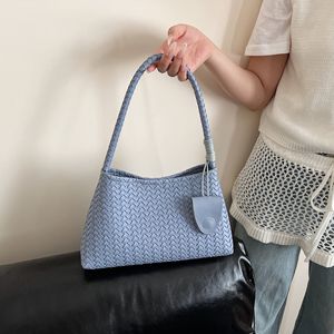 Bolso <span class=keywords><strong>de</strong></span> Hombro Tejido a Mano Estilo Coreano con Cierre, Bolso <span class=keywords><strong>de</strong></span> Mano <span class=keywords><strong>de</strong></span> PU Retro Casual y Moderno para Mujer - Product Image 4