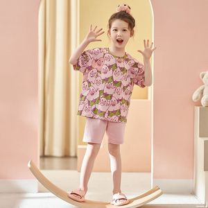 2025 yeni varış kısa kollu pamuk çocuk pijamaları sevimli karikatür baskı yaz hafif pijama ev giyim çocuk - Product Image 5