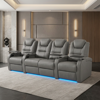 Meilleur ensemble de canapés inclinables électriques modernes en cuir véritable pour salon, multicolores, extensibles, quatre places, en bois