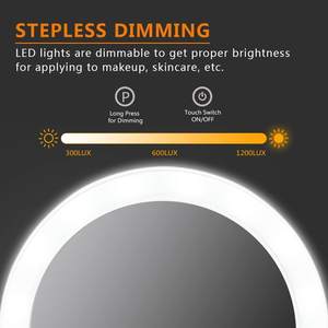 <span class=keywords><strong>Espejo</strong></span> de Maquillaje Personalizado al por Mayor con <span class=keywords><strong>Aumento</strong></span> de 15X, Montado en Pared para <span class=keywords><strong>Baño</strong></span>, con Cuello de Cisne, <span class=keywords><strong>Ventosa</strong></span> de Gel y Luz LED de 3 Colores - Product Image 4