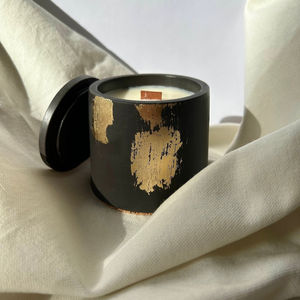 UOBOBO 8 унций Новый стиль Золотой трещины цемент ароматическая свеча банка черный роскошный бетон - Product Image 1